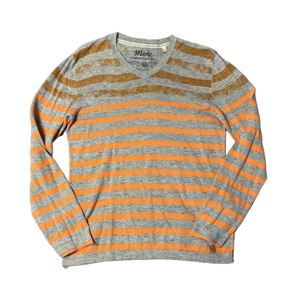 Men's Mexx Striped Long Sleeve Shirt Size M Gray Orange - Picture 1 of 3